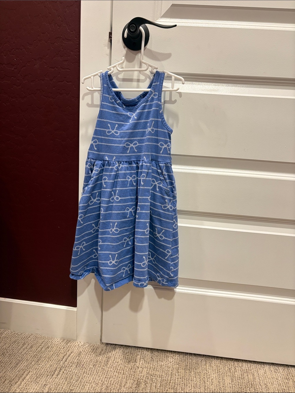 Girls' Blue Bow Stripe Tank Dress